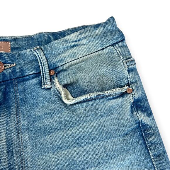 Mother High Waisted Looker Ankle Fray Jeans 29 Au Revoir Light Blue Soft Stretch - Picture 15 of 15